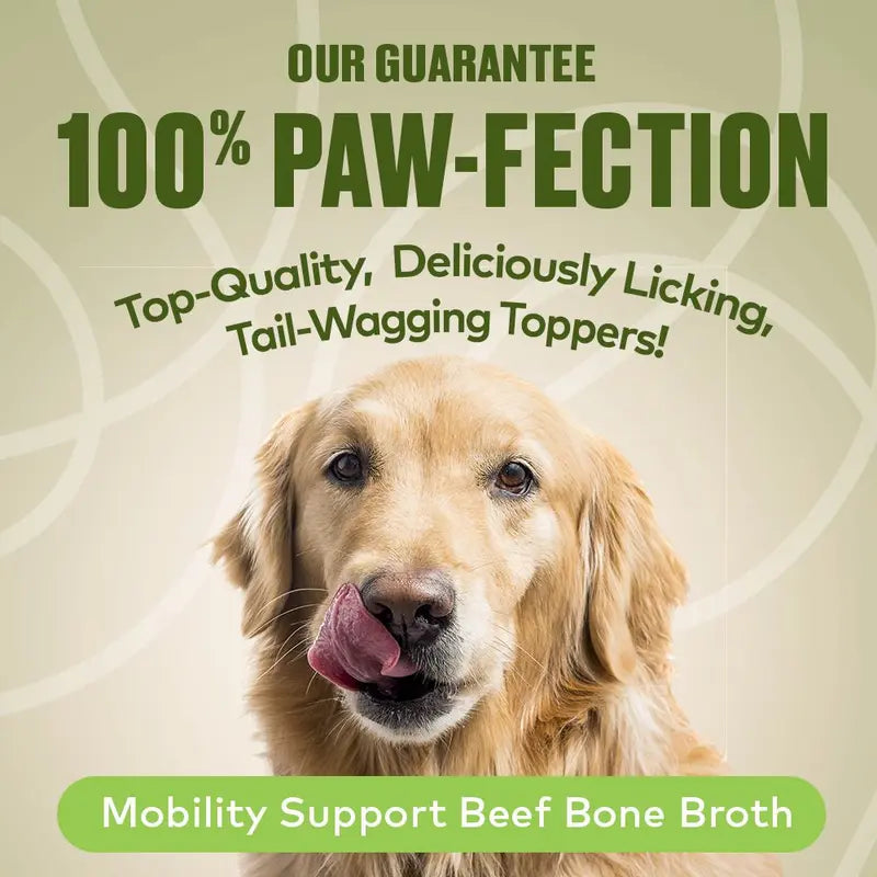 Mobility Support Beef Bone Broth for Dogs | Hip & Joint Support for Dogs | Glucosamine & Amino Acid Boosted | Human Grade Ingredients | Just Add Water | Made in USA