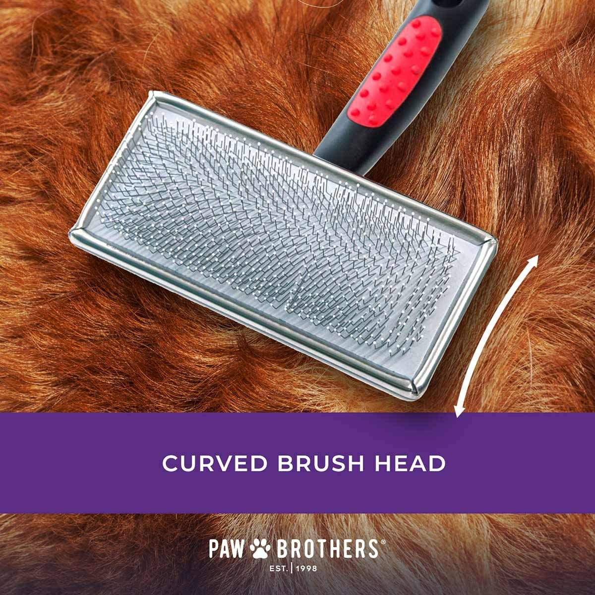 Paw Brothers Soft Pin Flat Slicker Brush for Dogs, Professional Grade Brush for Large Dogs, Coated Tips, Gentle on Skin, Remove Tangles and Mats, Maximum Coverage, Large