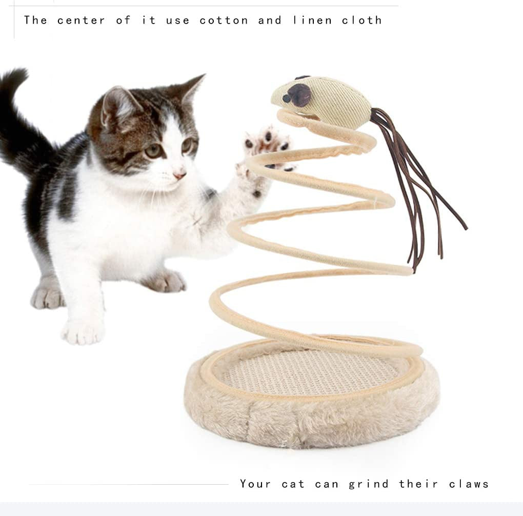 Interactive Cat Toy, Cat Plush Toy with Spiral Spring Plate and Funny Ball or Mouse Interactive Stainless Steel Spring Rotating Cat Creative Toy to Kill Time and Keep Fit (Ball)