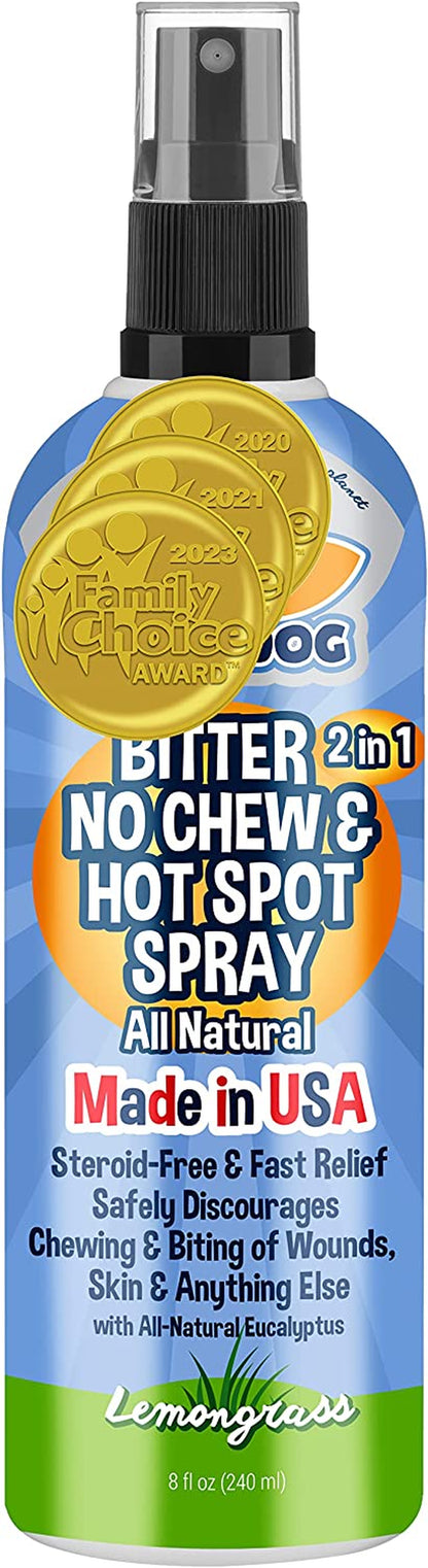 New Bitter 2 in 1 No Chew & Hot Spot Spray | Natural Anti-Chew Remedy Better than Bitter Apple | Safe on Skin, Wounds and Most Surfaces | Made in USA (8 Fl Oz)