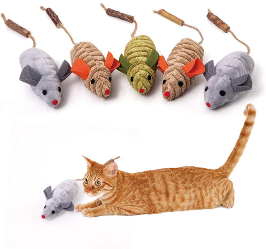 Cat Catnip Toy Oirganic Silvervine Toys Plush Cat Chew Interactive Toys Cat Mice & Animals Toys for Indoor Cats and Kittens over 6 Months Old (Multicolor 5Pcs Mice)