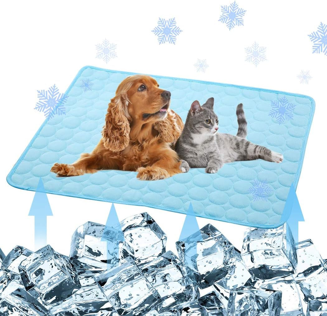 Pet Cooling Mat for Dogs and Cats, Mesh Fabric, 28X22In, Ice Silk Material, Washable, Convenient, Summer Gift