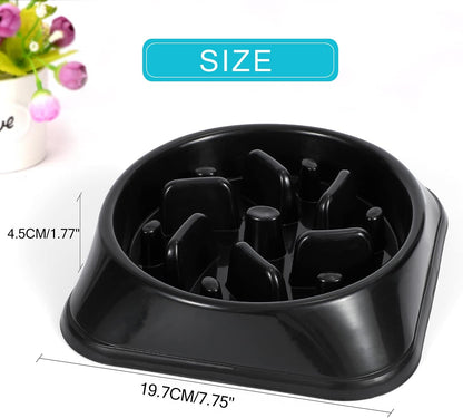 Dog Feeder Slow Eating Pet Bowl Eco-Friendly Non-Toxic Preventing Choking Healthy Design Bowl for Dog Pet(S-M,Black)