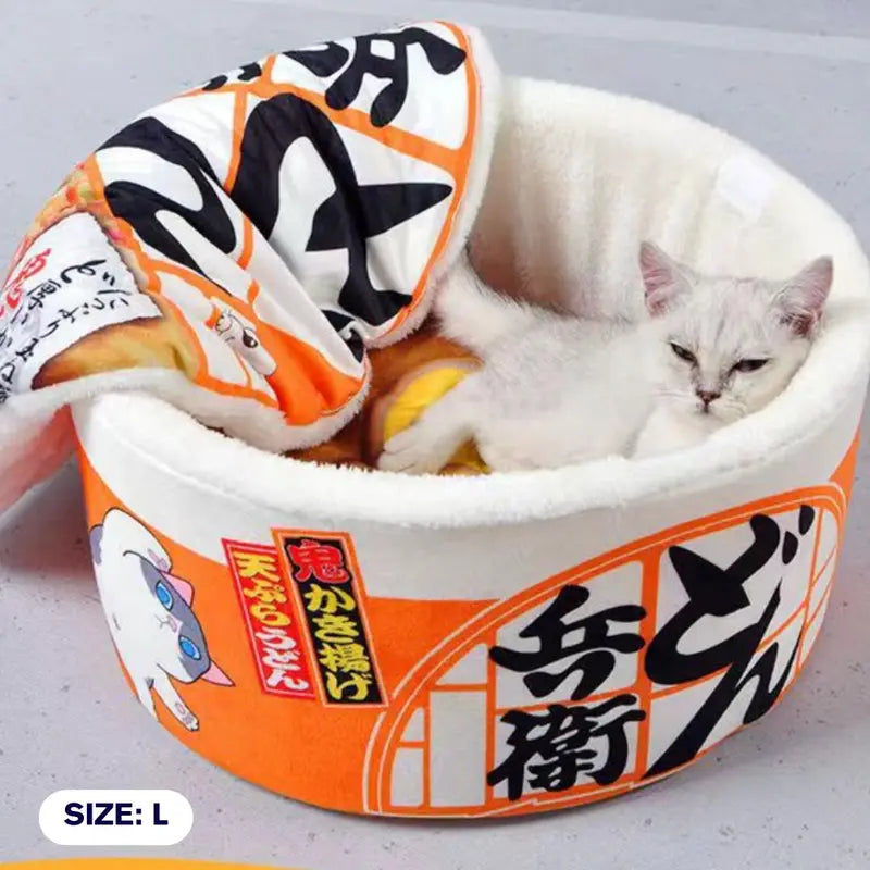 Cartoon Instant Noodle Bowl Design Pet Bed, 1 Piece Creative Modern Fashion Warm Plush Pet Bed, Soft Comfortable Dog & Cat Nest, Pet Supplies for Indoor Outdoor Use (It Is Recommended to Take One Size Larger)